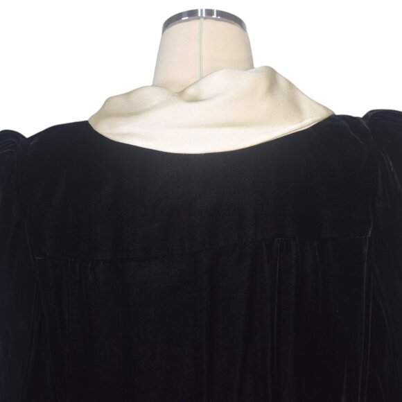 Carolina Herrera Black Velvet Ivory Satin Evening Gown Dress Long Sleeves 14 - Picture 6 of 8